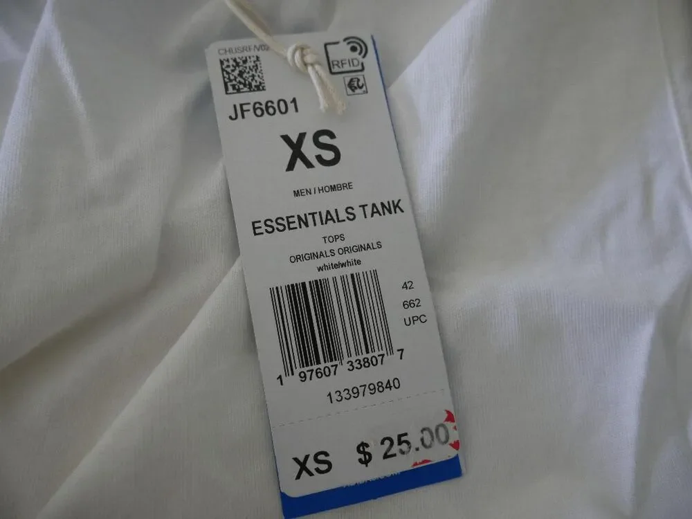 adidas Men's White Essentials Tank Top XS